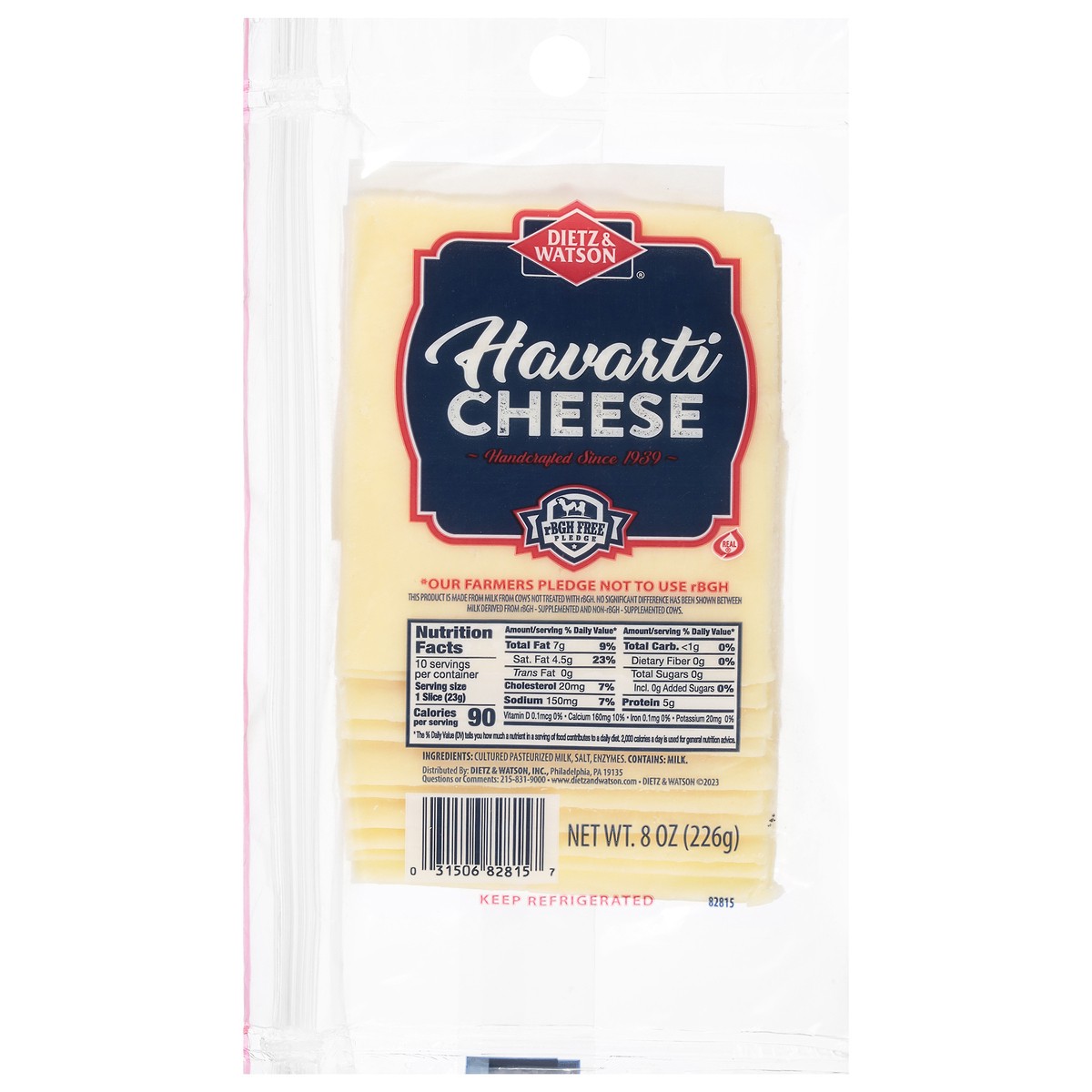 slide 1 of 9, Dietz & Watson Havarti Cheese 8 oz, 8 oz