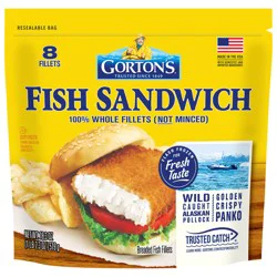 Gorton's Breaded Whole Sandwich Fish Fillets 8 - 18.3 oz Each