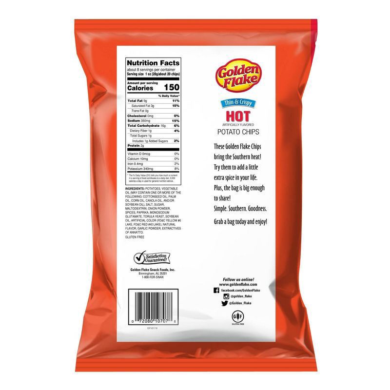 slide 5 of 5, Golden Flake Thin & Crispy Sharing Size Hot Potato Chips 7.5 oz, 7.5 oz