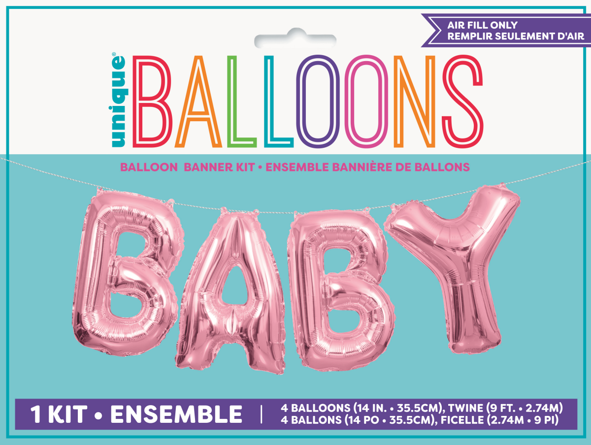 slide 1 of 1, Unique Foil Letter Banner'Baby' Pink, 1 ct