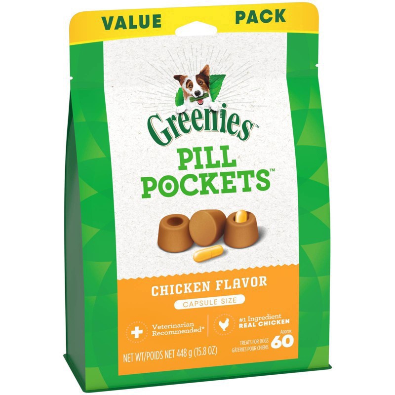 slide 4 of 5, Greenies Chewy Dog Treats Pill Pockets Chicken Capsule Size - 15.8oz/60ct, 15.8 oz