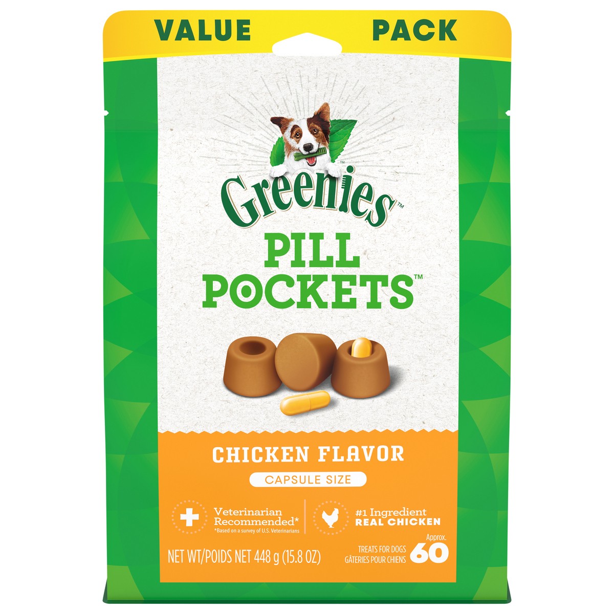 slide 1 of 5, Greenies Chewy Dog Treats Pill Pockets Chicken Capsule Size - 15.8oz/60ct, 15.8 oz