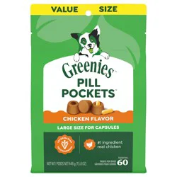 Greenies Pill Pockets Chicken Flavor Large Size Treats for Dogs Value Size 15.8 oz
