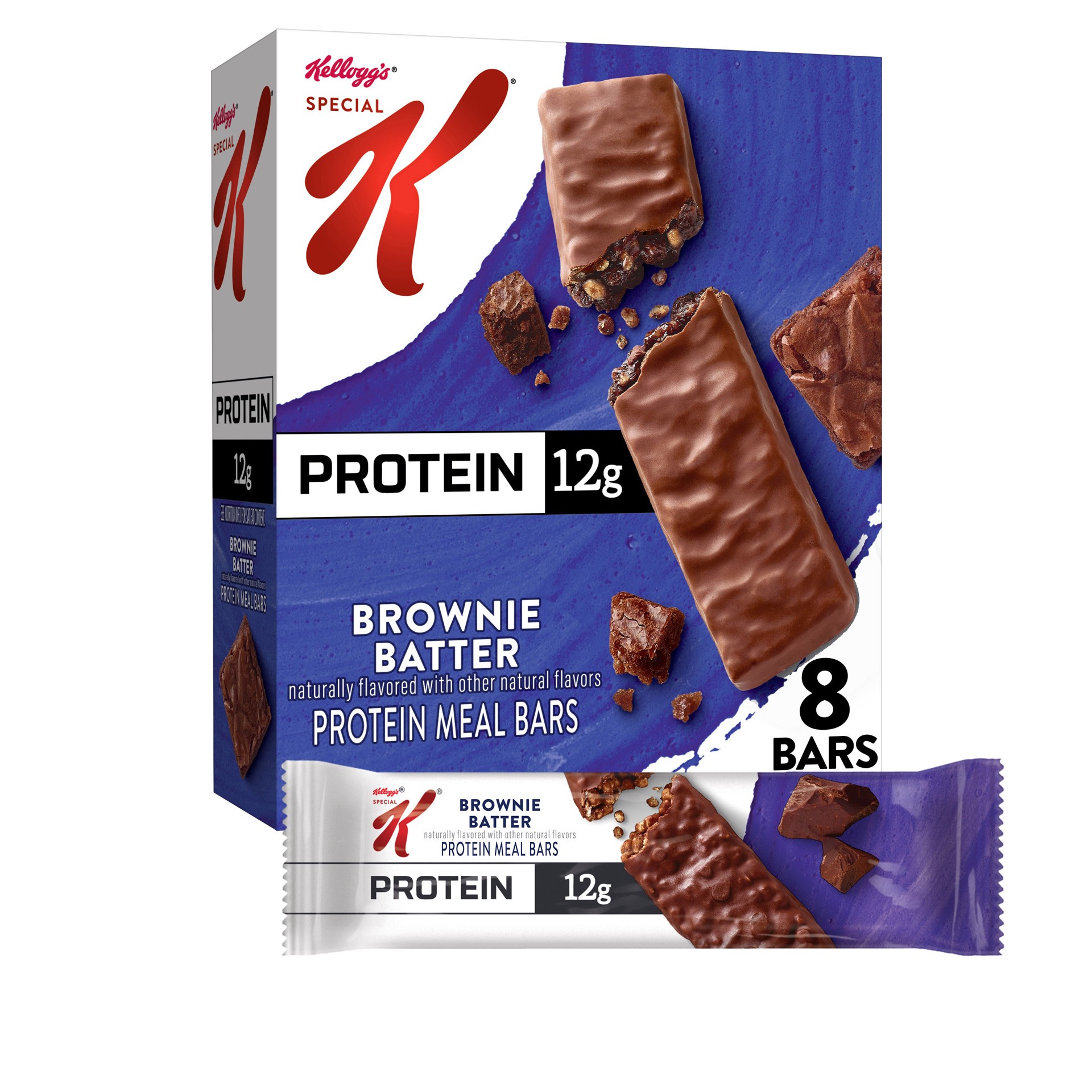 slide 1 of 5, Special K Bar Protein Meal Bars, Meal Replacement, Protein Snacks, Brownie Batter, 12.7oz Tray, 8 Bars, 12.7 oz