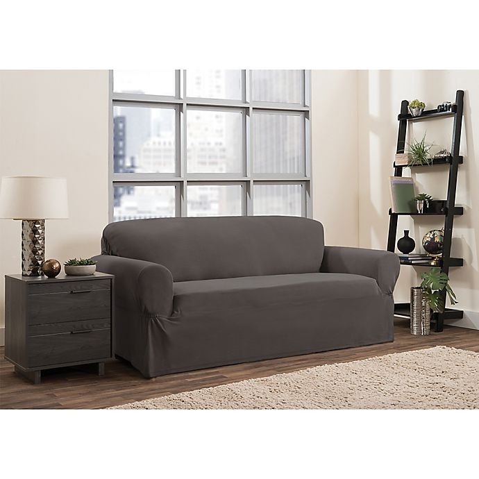 slide 1 of 6, Smart Fit Portland Stretch Sofa Slipcover - Charcoal, 1 ct