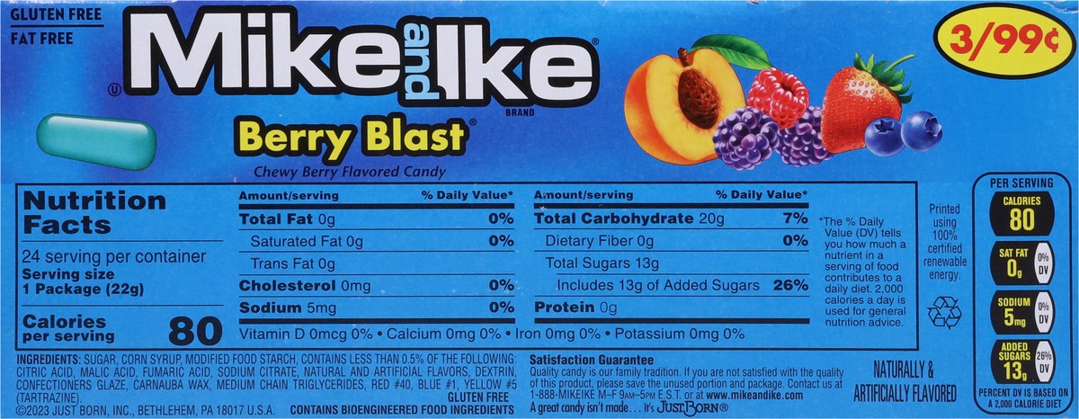 slide 11 of 13, MIKE AND IKE Berry Blast Candy 24 - 0.78 oz Packs, 24 ct
