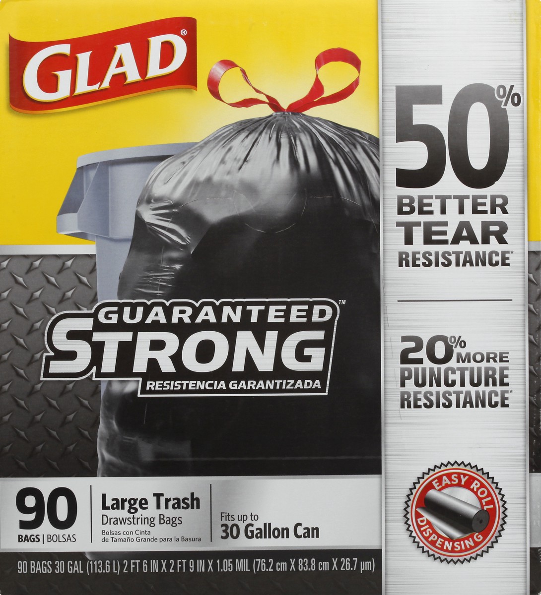 slide 1 of 5, Glad Large Drawstring Trash Bags 90 ea, 90 ct