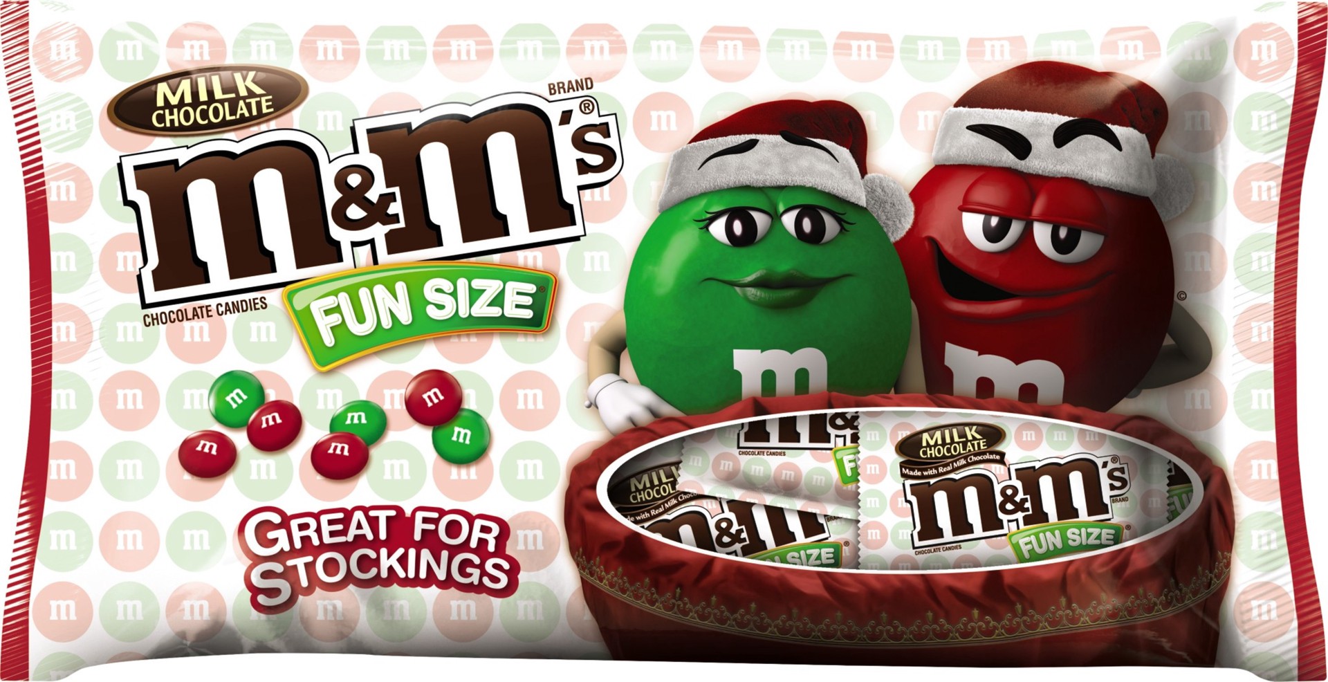 slide 1 of 2, M&M's Holiday Milk Chocolate Christmas Candy Fun Size 11-Ounce Bag, 11 oz