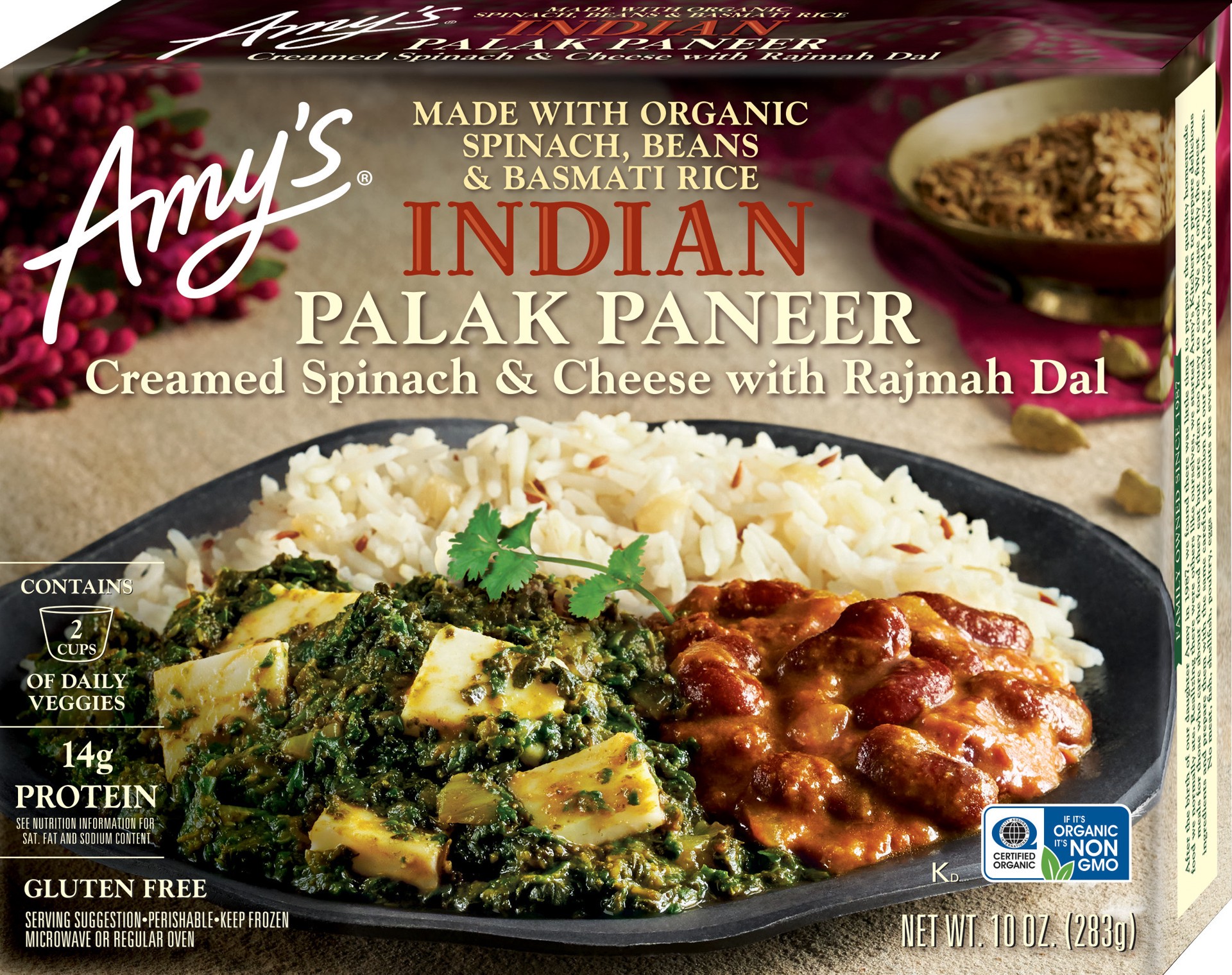 slide 1 of 8, Amy's Kitchen Indian Palak Paneer, 10 oz