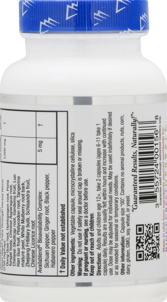 slide 8 of 9, RidgeCrest Herbals Vegan Capsules Extra Strength ClearLungs 120 ea, 120 ct