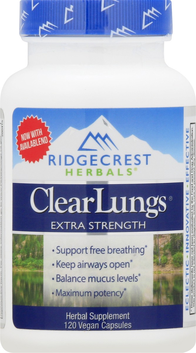 slide 3 of 9, RidgeCrest Herbals Vegan Capsules Extra Strength ClearLungs 120 ea, 120 ct