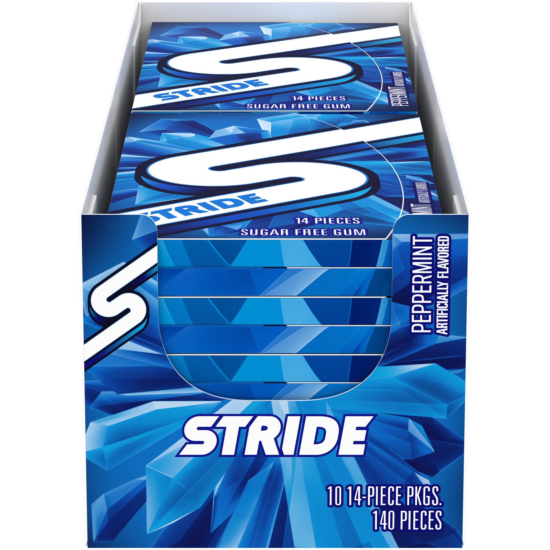 slide 1 of 8, Stride Peppermint Sugar Free Gum, 10 Packs of 14 Pieces (140 Total Pieces) - INNER PACK, 0.6 lb