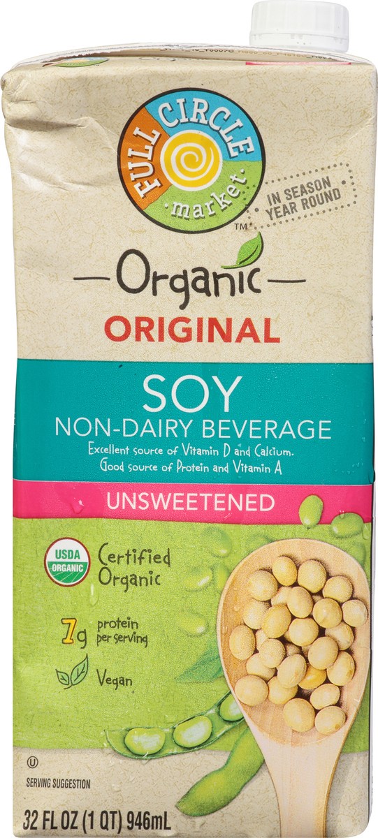 slide 5 of 15, Full Circle Market Organic Unsweetened Original Soy Beverage 32 fl oz, 32 fl oz