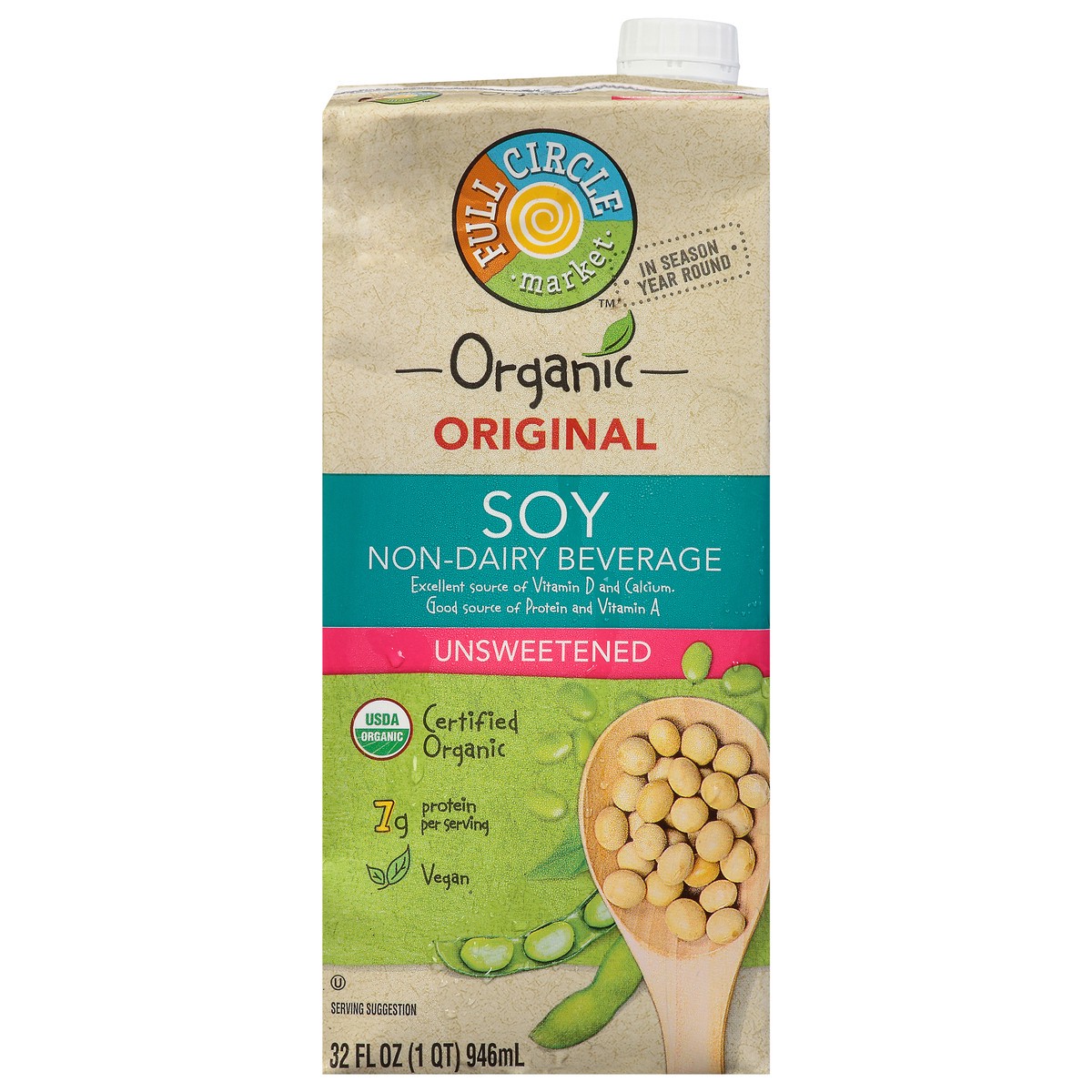 slide 11 of 15, Full Circle Market Organic Unsweetened Original Soy Beverage 32 fl oz, 32 fl oz