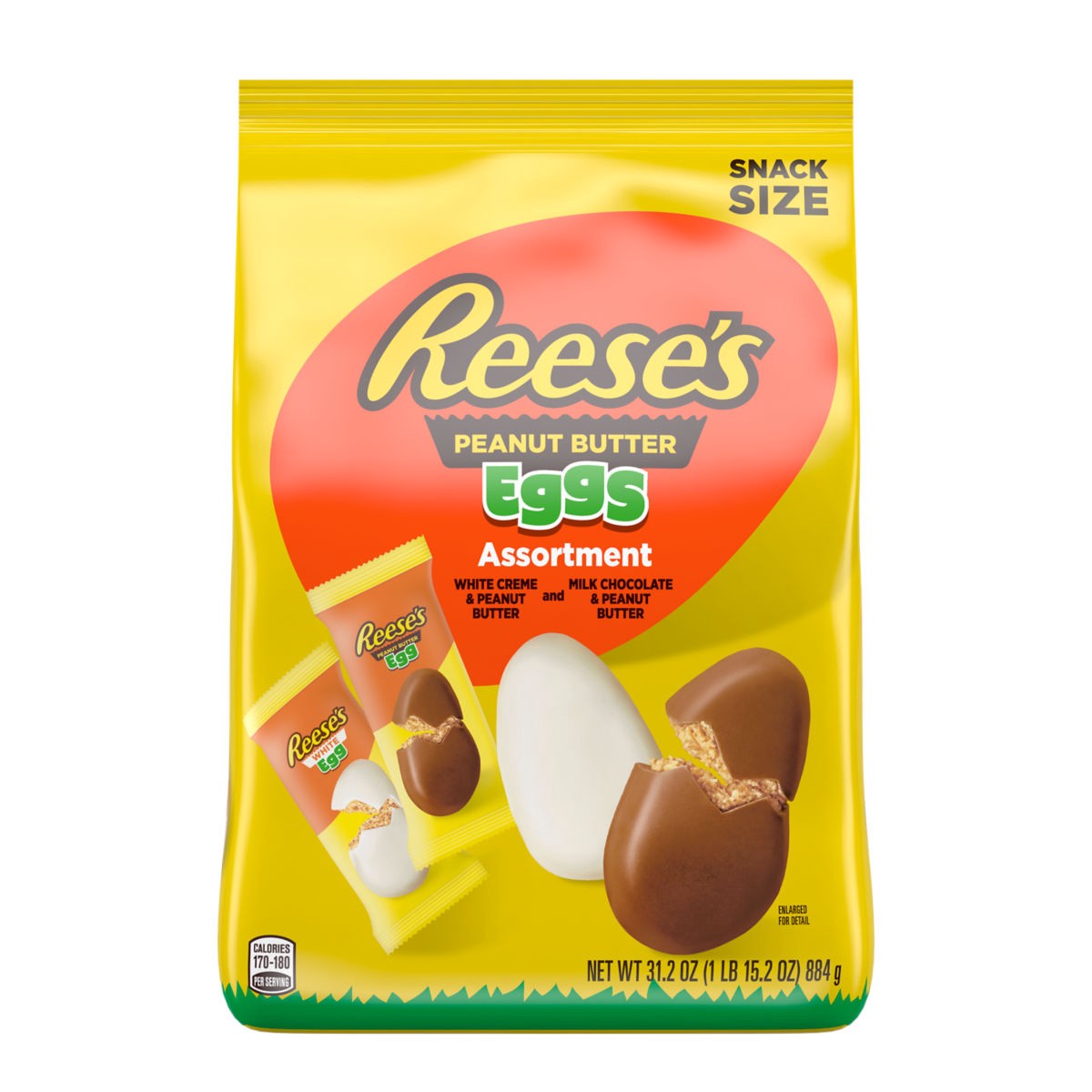 slide 1 of 1, Reese's Assorted Flavored Snack Size Peanut Butter Eggs, Easter Candy Bag, 31.2 oz, 31.2 oz