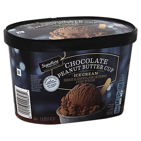 slide 1 of 1, Signature Select Ice Cream Chocolate Peanut Butter Cup, 1.5 qt