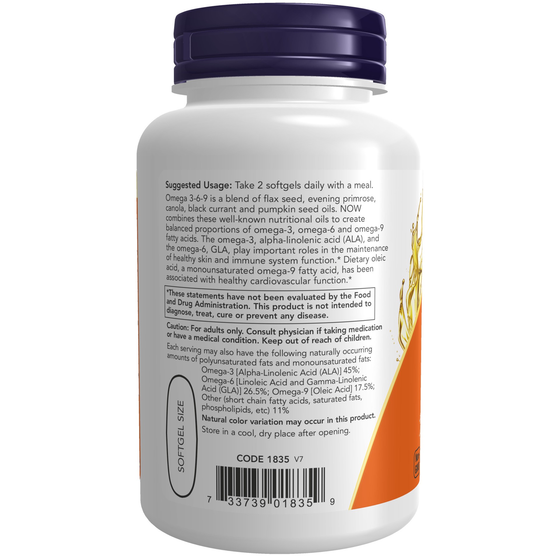 slide 3 of 4, Now Naturals NOW Omega-3-6-9 1000 mg Softgels, 100 ct