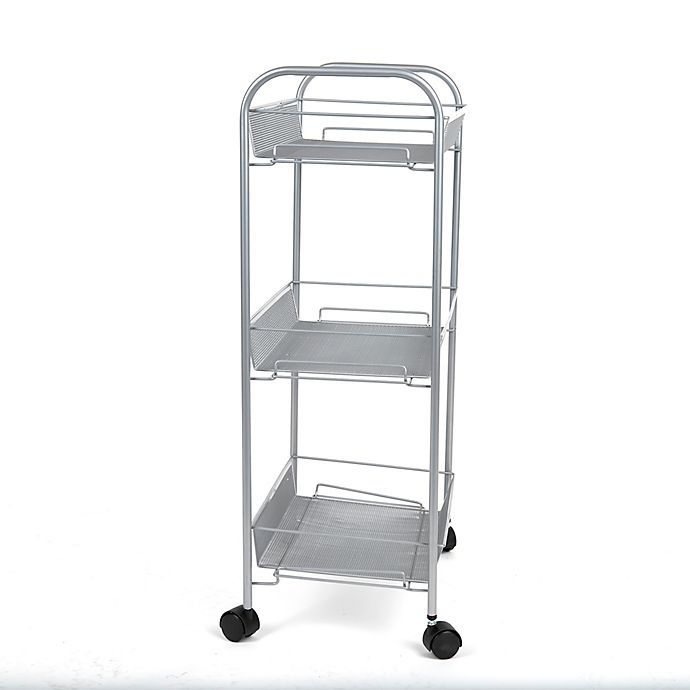 slide 3 of 7, Mind Reader 3-Tier Mesh Wire Rolling Utility Cart - Grey, 1 ct