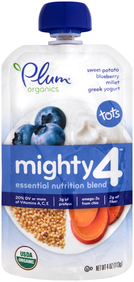 slide 1 of 1, Plum Mighty 4 Sweet Potato Carrot Blueberry Apple & Greek Yogurt, 4 oz