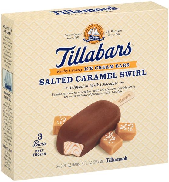 slide 1 of 1, Tillamook Salted Caramel Swirl Tillabar Ice Cream Bars, 3 ct; 3 fl oz