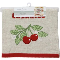 Room & Retreat Seasonal Fresh Cherries Printed Poly Linen Runner, 14 In X 72 In