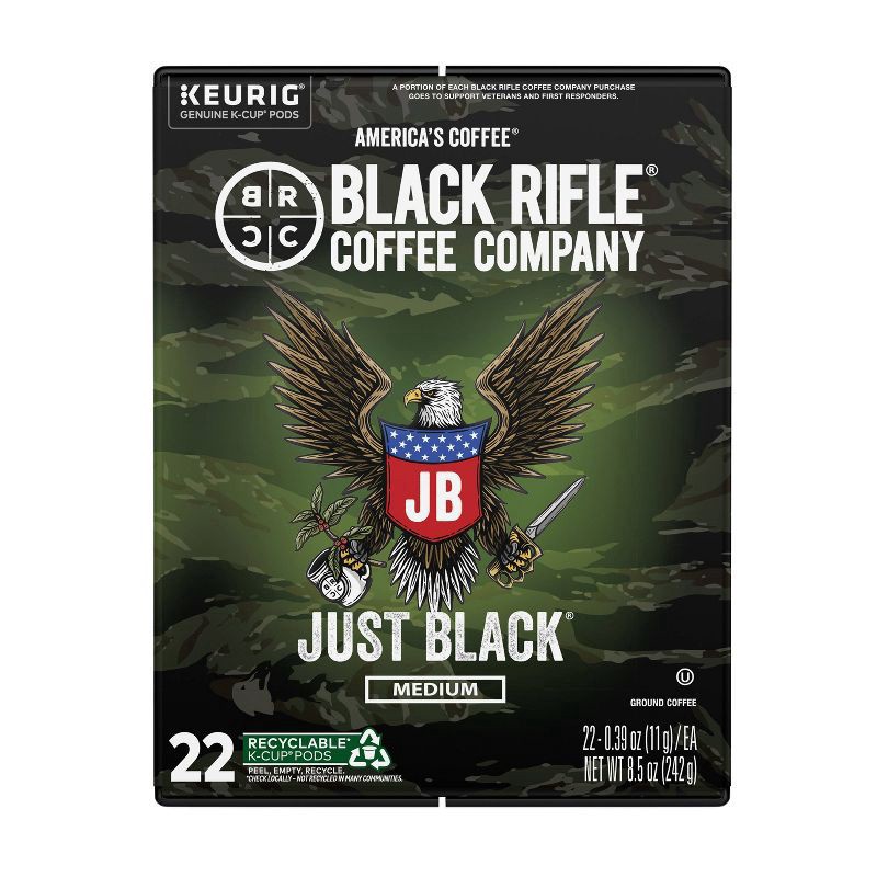 slide 1 of 3, Black Rifle Coffee Company Just Black Medium Roast Coffee Pods - 22ct, 22 ct