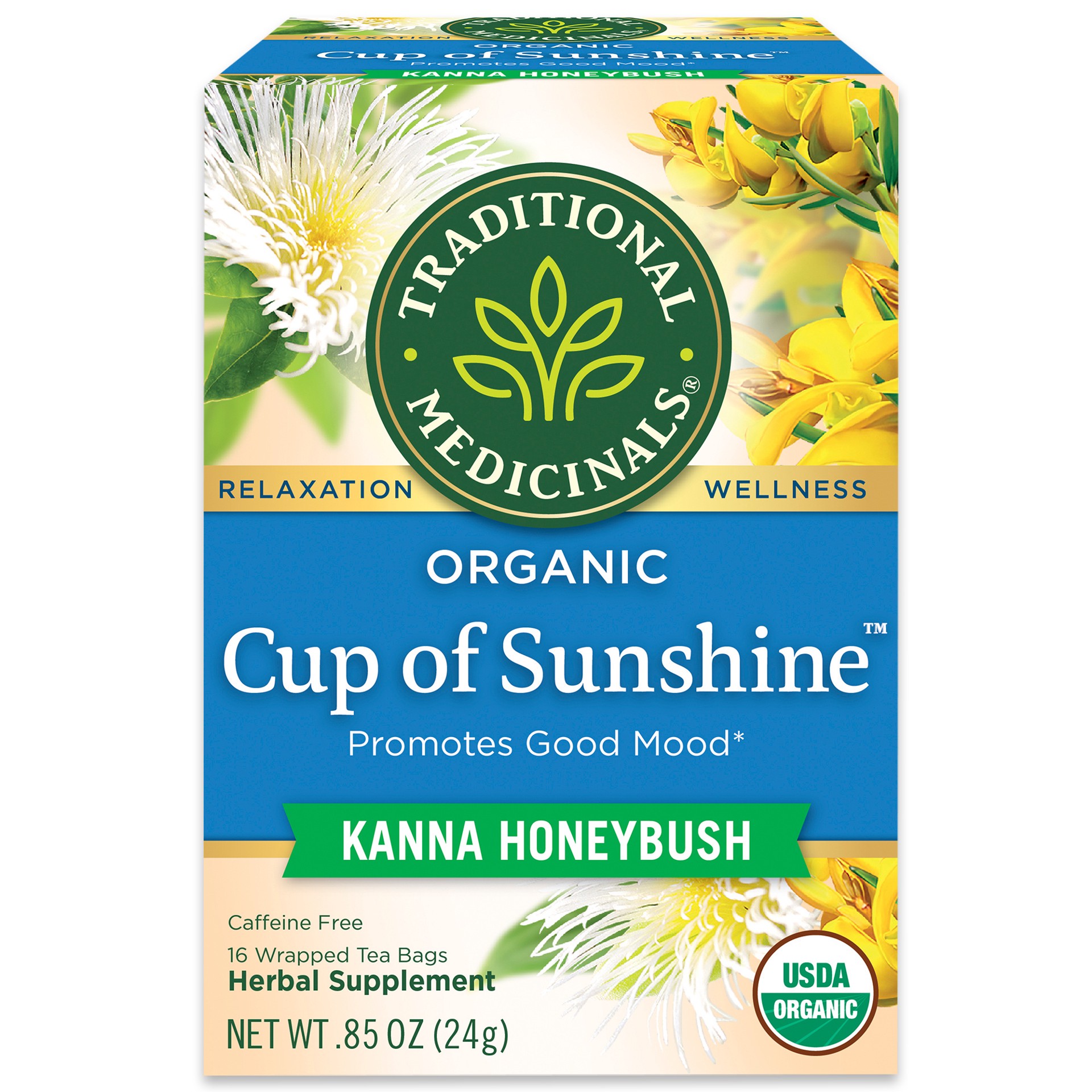 slide 1 of 6, Traditional Medicinals Organic Cup of Sunshine, Caffeine Free Herbal Tea, 16 ct