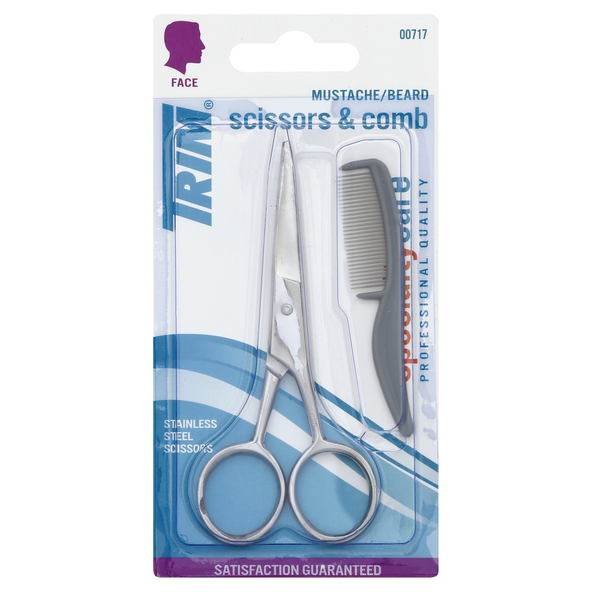 slide 1 of 2, Trim Mustache Scissors & Comb, 2 ct