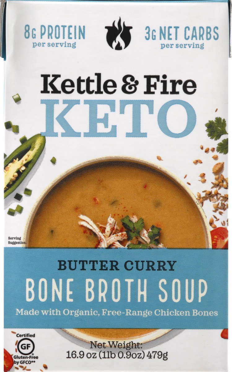 slide 8 of 12, Kettle & Fire Keto Butter Curry Bone Broth Soup 16.9 oz, 16.9 fl oz