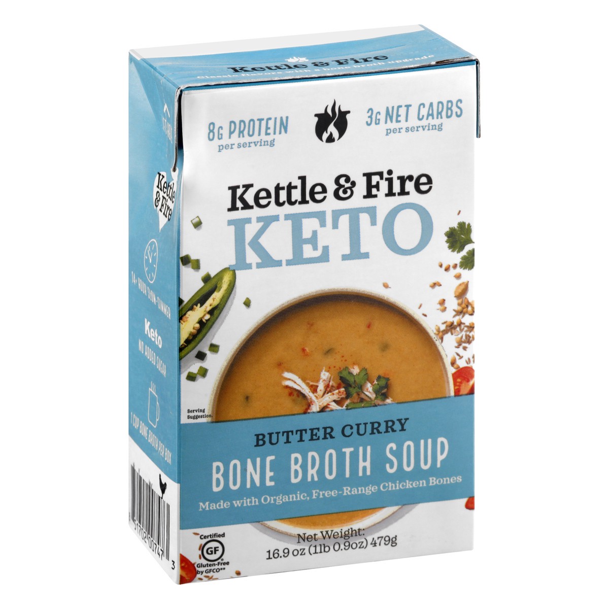 slide 5 of 12, Kettle & Fire Keto Butter Curry Bone Broth Soup 16.9 oz, 16.9 fl oz