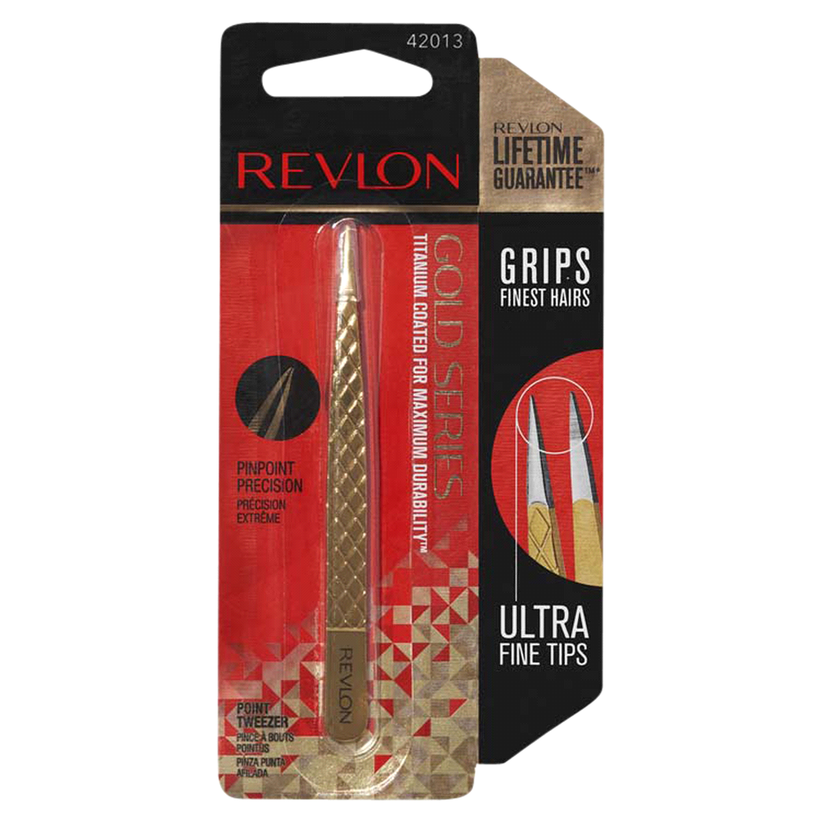 slide 1 of 1, Revlon Gold Series Titanium Coated Point Tweezers, 1 ct