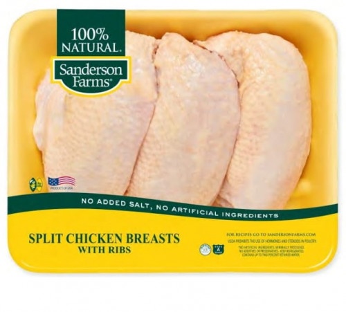 slide 1 of 1, Sanderson Farms Split Chicken Breasts With Ribs Family Pack, per lb