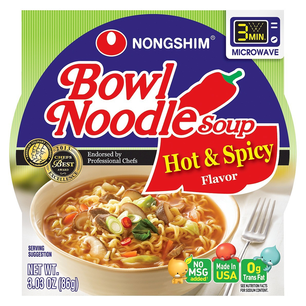 slide 1 of 1, Nongshim Hot & Spicy Soup Microwavable Noodle Bowl - 3.03oz, 3.03 oz