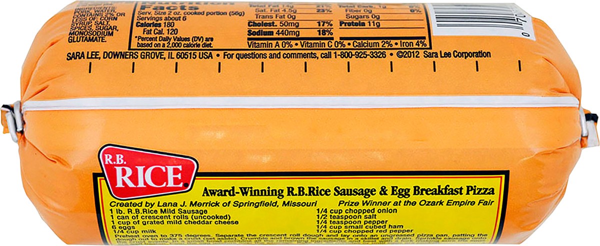 slide 3 of 9, RB RICE R. B. Rice Medium Pork Sausage, 16 oz