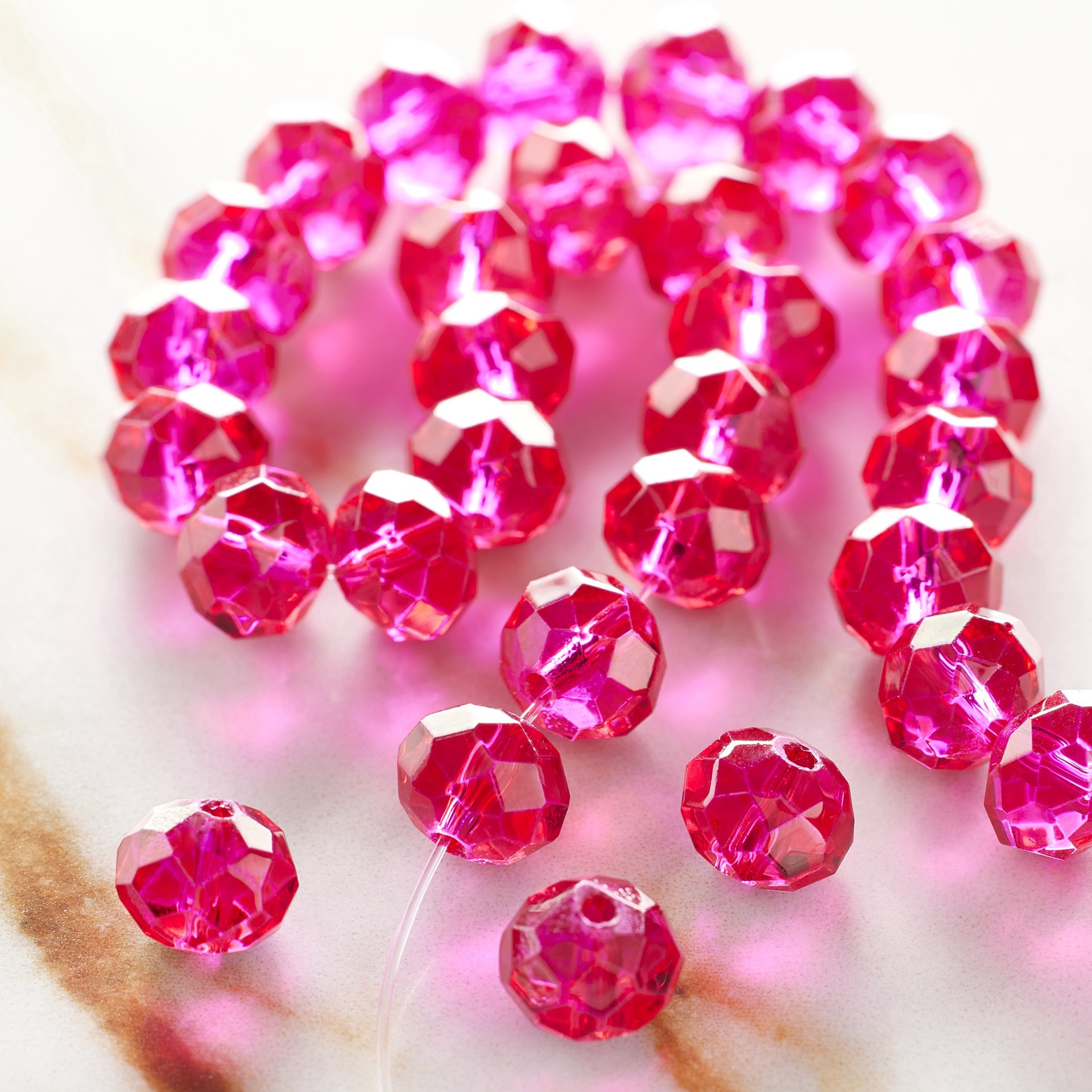 slide 2 of 3, Fuchsia Faceted Glass Rondelle Beads, 8mm By Bead Landing, 8mm
