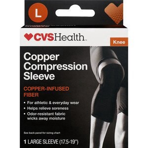 slide 1 of 1, Cvs Health Knee Copper Compression Sleeve, Large, 1 ct