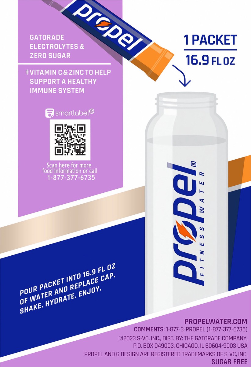 slide 8 of 8, Propel Electrolyte Water Beverage Mix, Immune Support, Lemon Blackberry, 10 ct