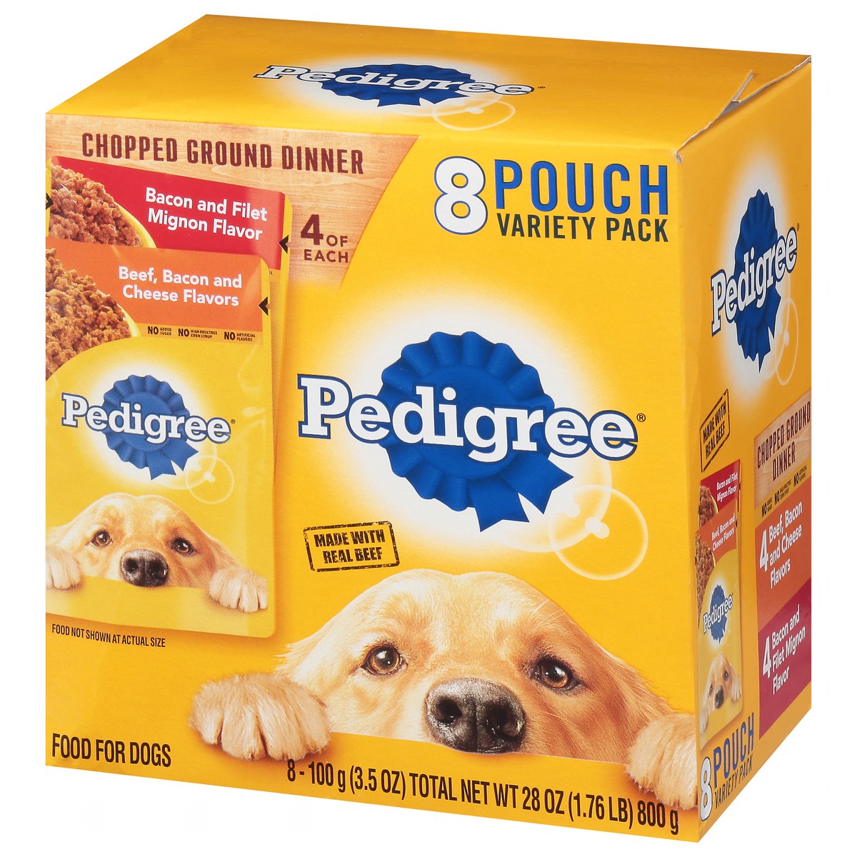 slide 4 of 9, Pedigree Chopped Ground Dinner Assorted Food for Dogs Variety Pack 8 - 100 g Pouches, 8 ct