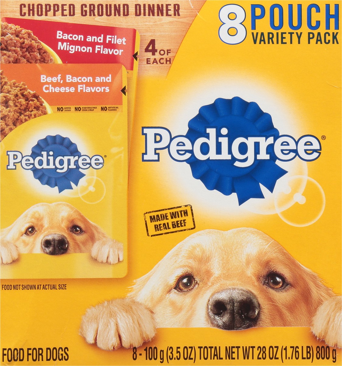 slide 3 of 9, Pedigree Chopped Ground Dinner Assorted Food for Dogs Variety Pack 8 - 100 g Pouches, 8 ct