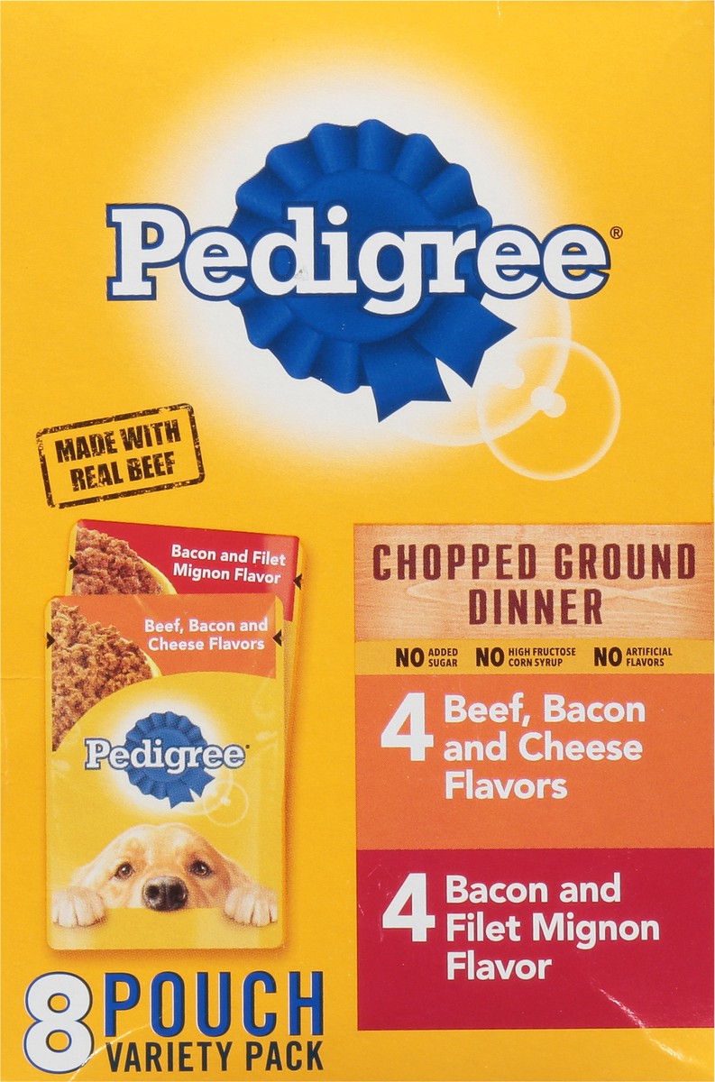 slide 5 of 9, Pedigree Chopped Ground Dinner Assorted Food for Dogs Variety Pack 8 - 100 g Pouches, 8 ct