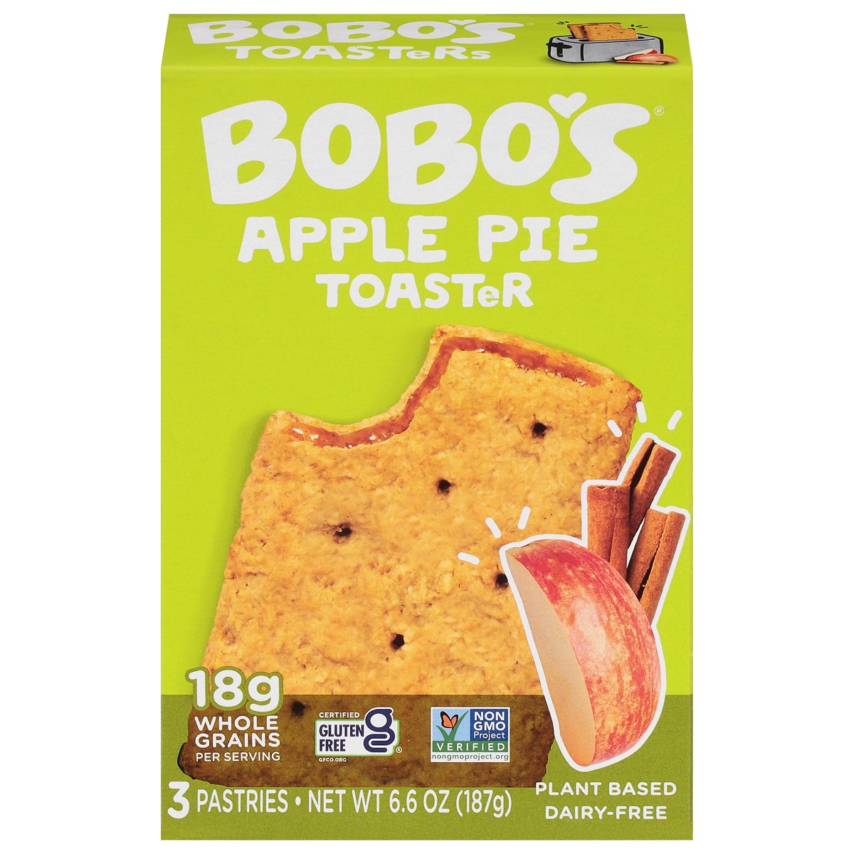 slide 1 of 12, Bobos Oat Bars Pastry Apple Pie 3Pk, 3 ct