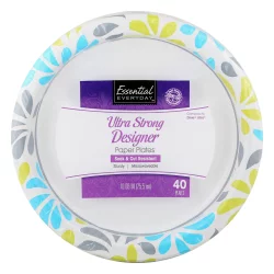 Essential Everyday Paper Plates, Designer, Ultra Strong, 10.06 Inch