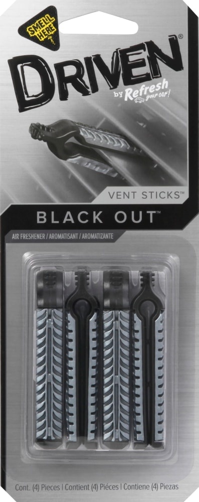 slide 1 of 1, Driven by Refresh Black Out Car Vent Sticks Air Freshener, 4 ct