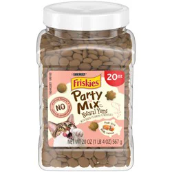 Purina Friskies Natural Cat Treats Party Mix Natural Yums With Real Salmon and Added Vitamins, Minerals and Nutrients