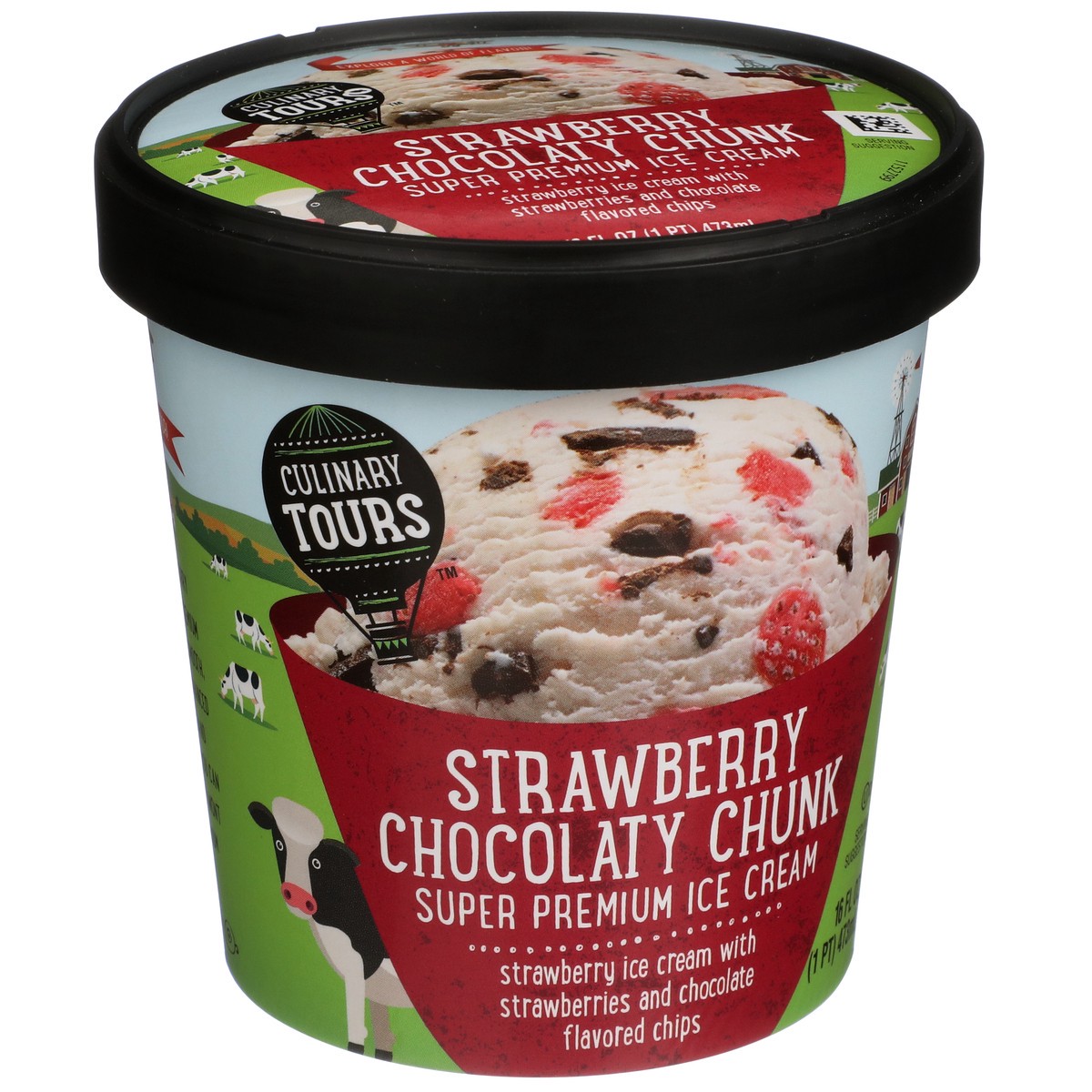 slide 2 of 9, Culinary Tours Strawberry Chocolaty Chunk Strawberry Super Premium Ice Cream With Strawberries And Chocolate Flavored Chips, 1 pint