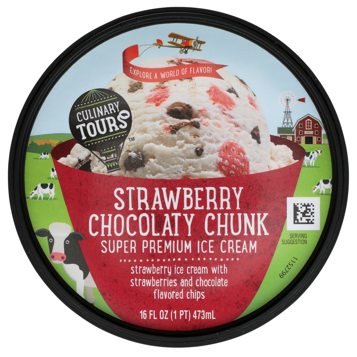 slide 5 of 9, Culinary Tours Strawberry Chocolaty Chunk Strawberry Super Premium Ice Cream With Strawberries And Chocolate Flavored Chips, 1 pint