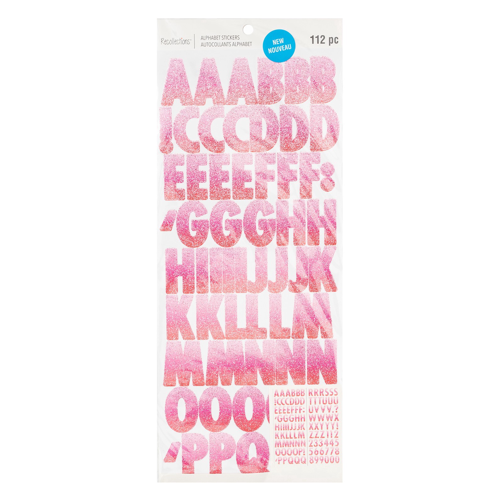 slide 3 of 3, Glitter Pink Ombre Alphabet Stickers By Recollections, 1.25 in