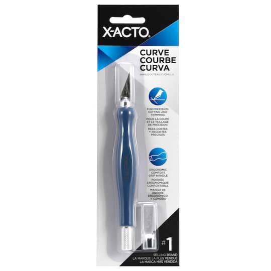 slide 1 of 5, X-Acto Curve Knife With Cap, Blue, 2.8 in x 0.59 in x 8.7 in