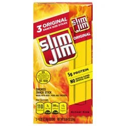 Slim Jim Smoked Original Snack Stick Snack Size 3 - 0.28 oz Sticks