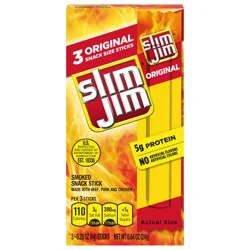 Slim Jim Smoked Original Snack Stick Snack Size 3 - 0.28 oz Sticks